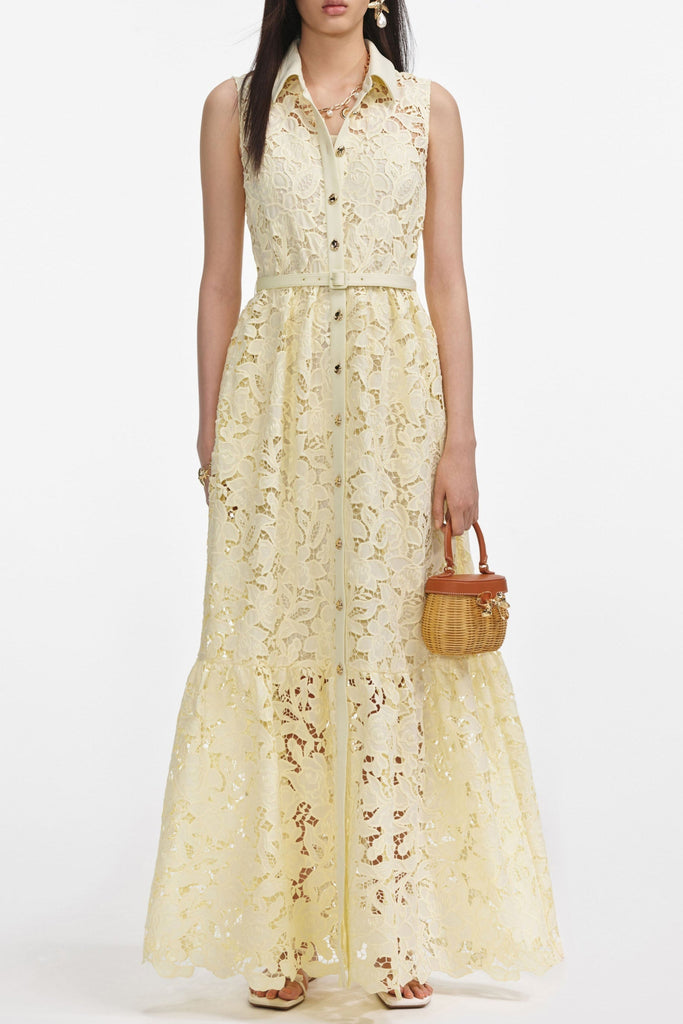 Stylish yellow dress | ingrid Yellow Lace Maxi Dress - Ideal for special occasions