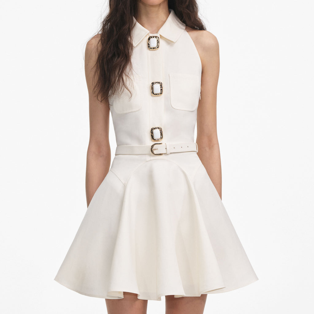 Stylish beautiful dress | patricia Cream Linen Mini Dress - Ideal for special occasions