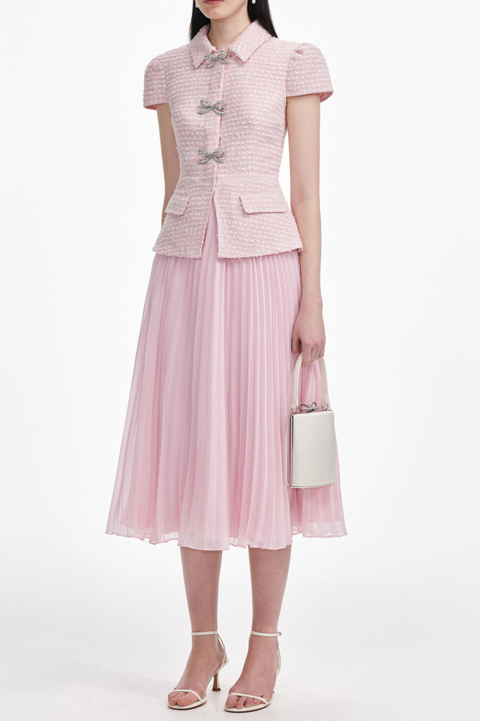 Shop  pink dress - Perfect for special occasions | gill Pink Boucle Midi Dress