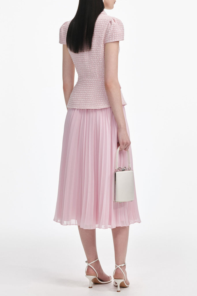 Shop  pink dress - Perfect for special occasions | gill Pink Boucle Midi Dress