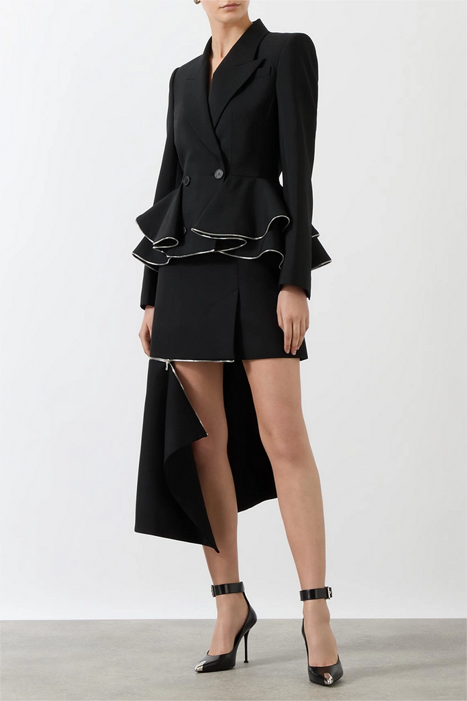 Shop  black dress - Perfect for special occasions | Pamely Peplum Ruffle Blazer - Black