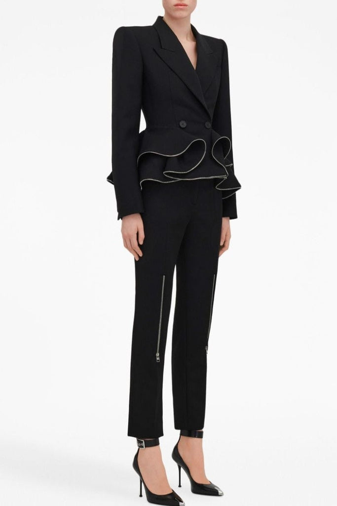 Stylish black dress | Pamely Peplum Ruffle Blazer - Black - Ideal for special occasions