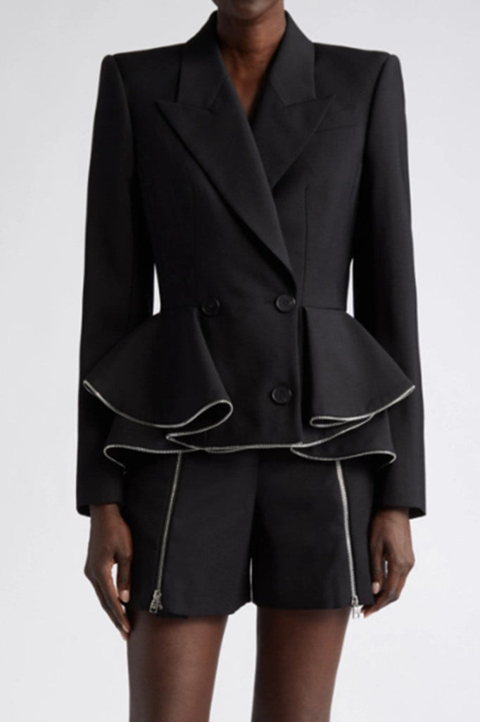 Shop  black dress - Perfect for special occasions | Pamely Peplum Ruffle Blazer - Black