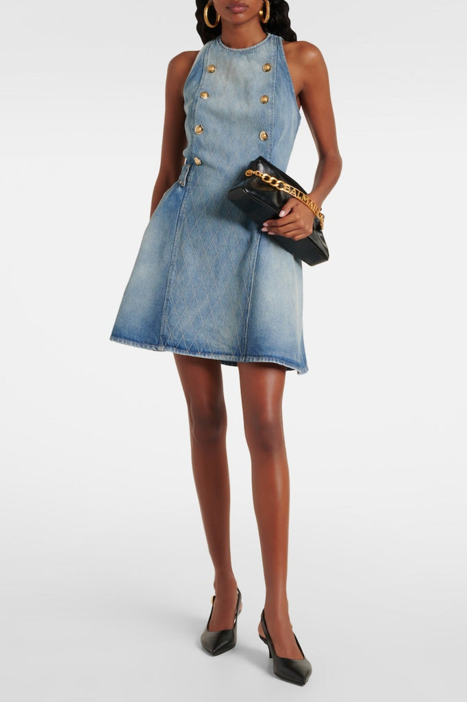 Stylish red dress | Penaza Denim Sleeveless Flared Mini Dress - Ideal for special occasions