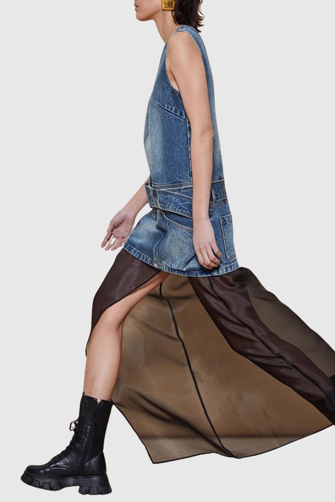 Phylo Denim Sleeveless Mini Dress - Stylish beautiful dress for special occasions | Buy Online