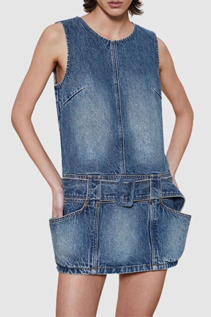 Phylo Denim Sleeveless Mini Dress - Stylish beautiful dress for special occasions | Buy Online