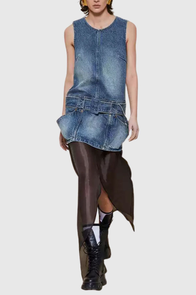 Stylish beautiful dress | Phylo Denim Sleeveless Mini Dress - Ideal for special occasions