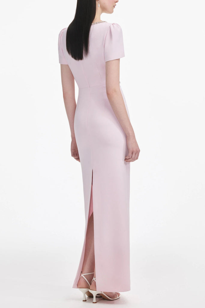 Shop  pink dress - Perfect for special occasions | Pink Crepe Crystal Trim Maxi Dress