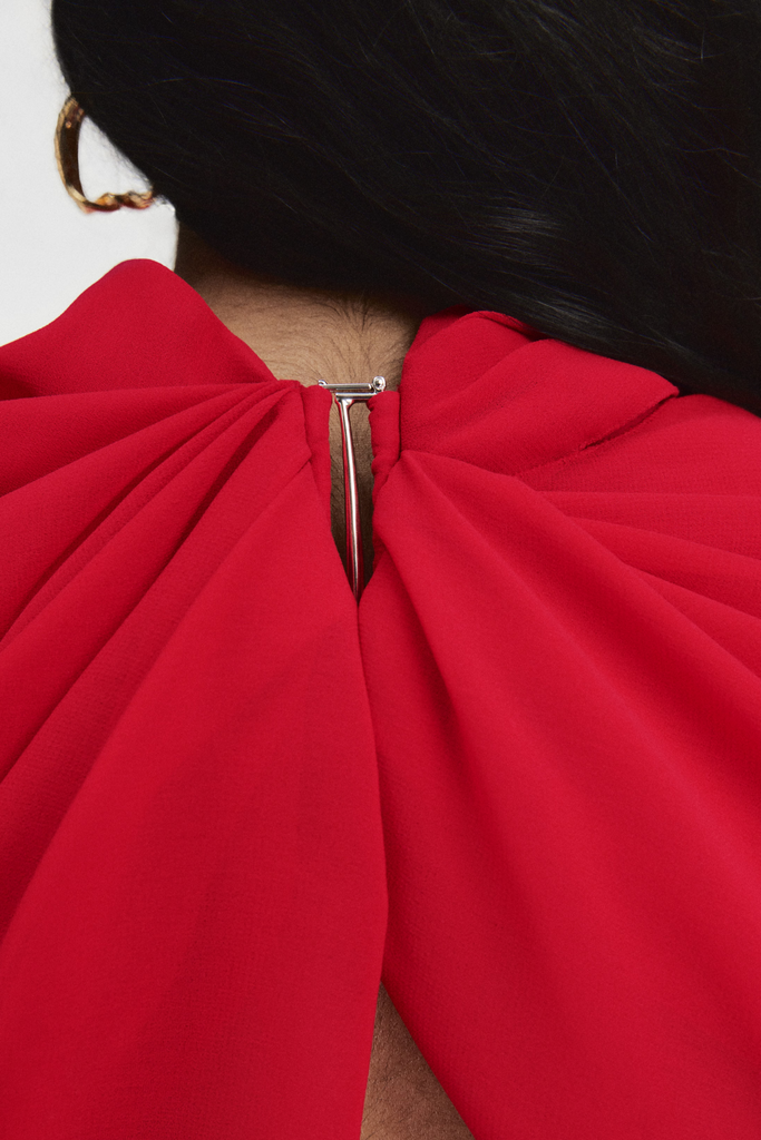 Priscilla Draped Mesh Mini Dress - Red - Stylish red dress for special occasions | Buy Online