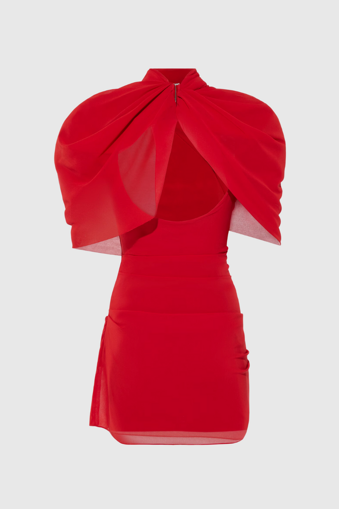 Shop  red dress - Perfect for special occasions | Priscilla Draped Mesh Mini Dress - Red