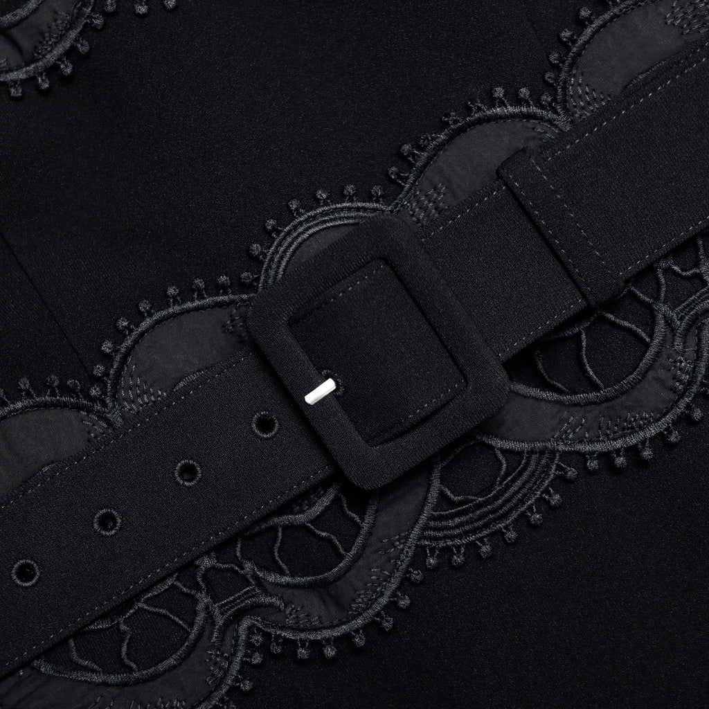 Mercedes Black Crepe Midi Dress - Stylish black dress for special occasions | Buy Online