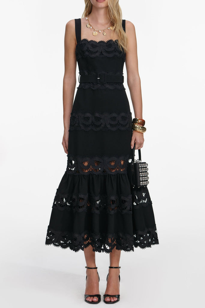 Stylish black dress | Mercedes Black Crepe Midi Dress - Ideal for special occasions