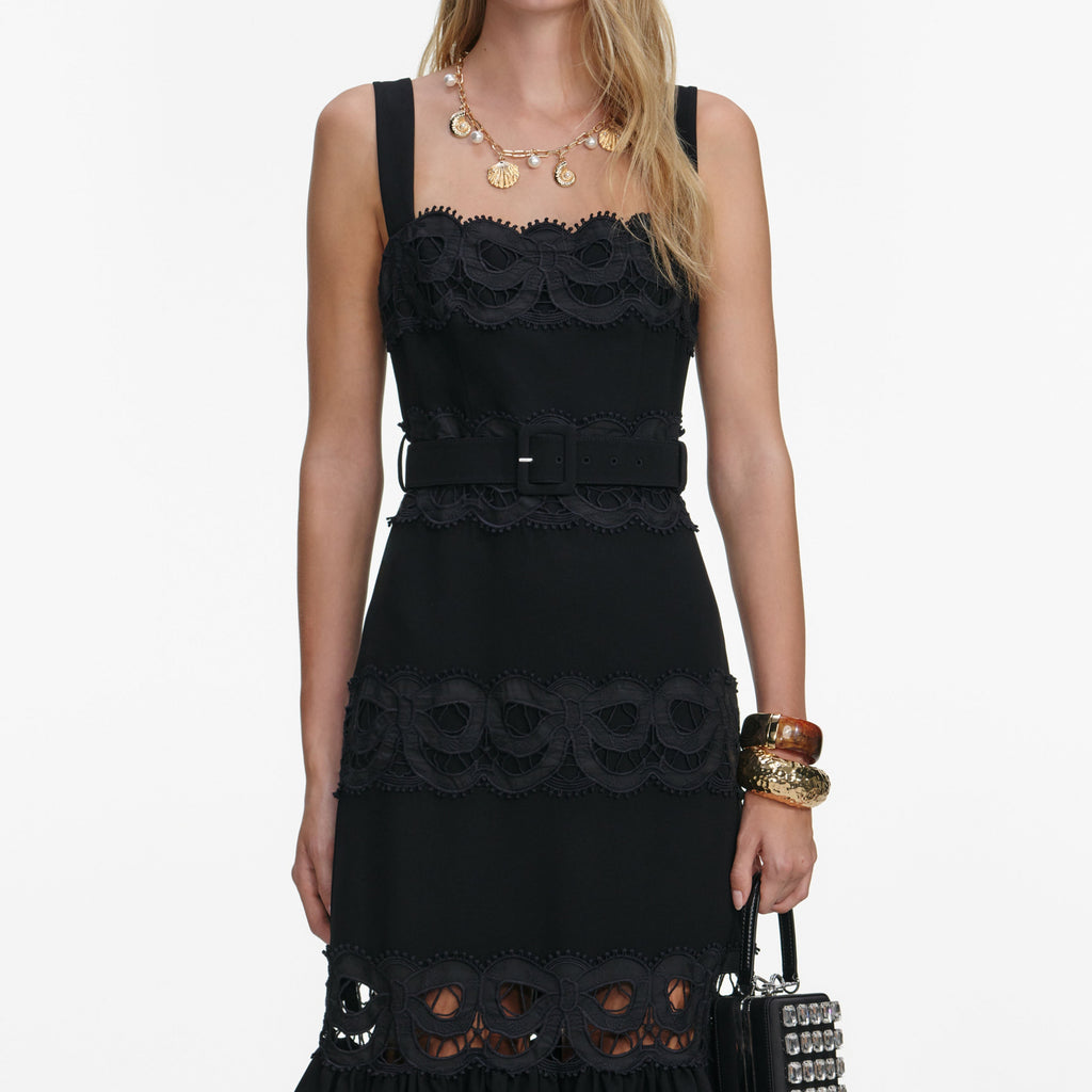 Stylish black dress | Mercedes Black Crepe Midi Dress - Ideal for special occasions