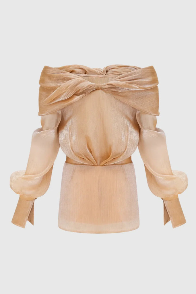 Shop  beautiful dress - Perfect for special occasions | Rahar Gold Off Shoulder Rhinestone Embellished Mini Dress