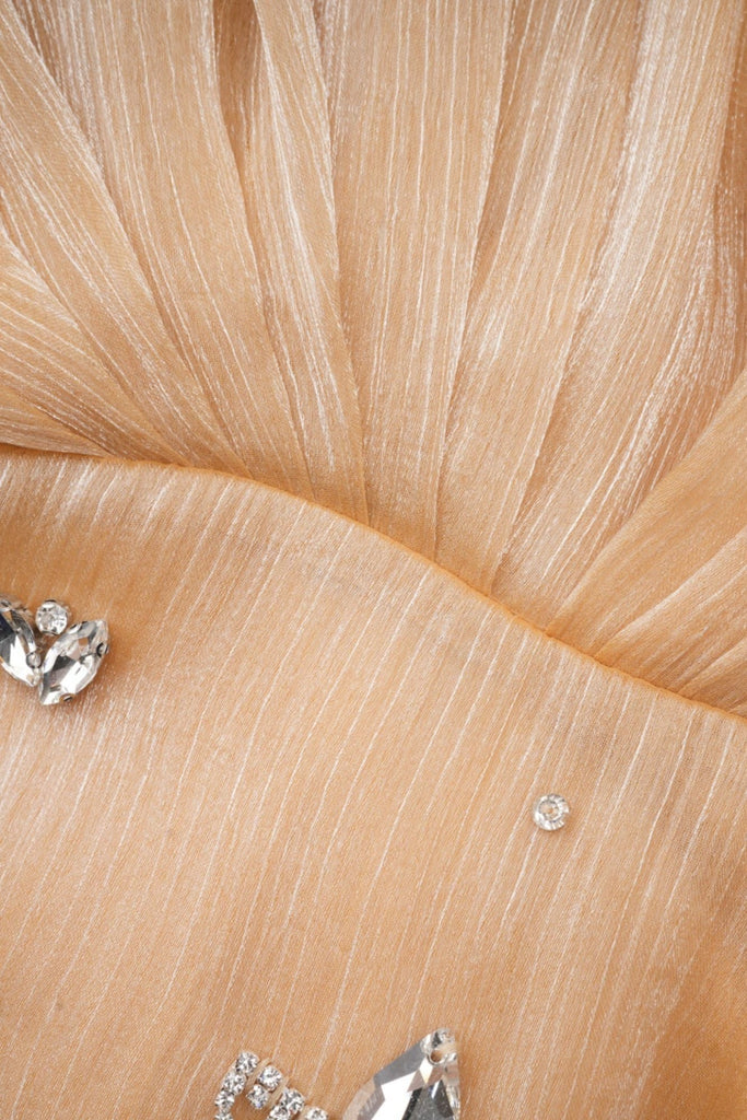 Rahar Gold Off Shoulder Rhinestone Embellished Mini Dress - Stylish beautiful dress for special occasions | Buy Online