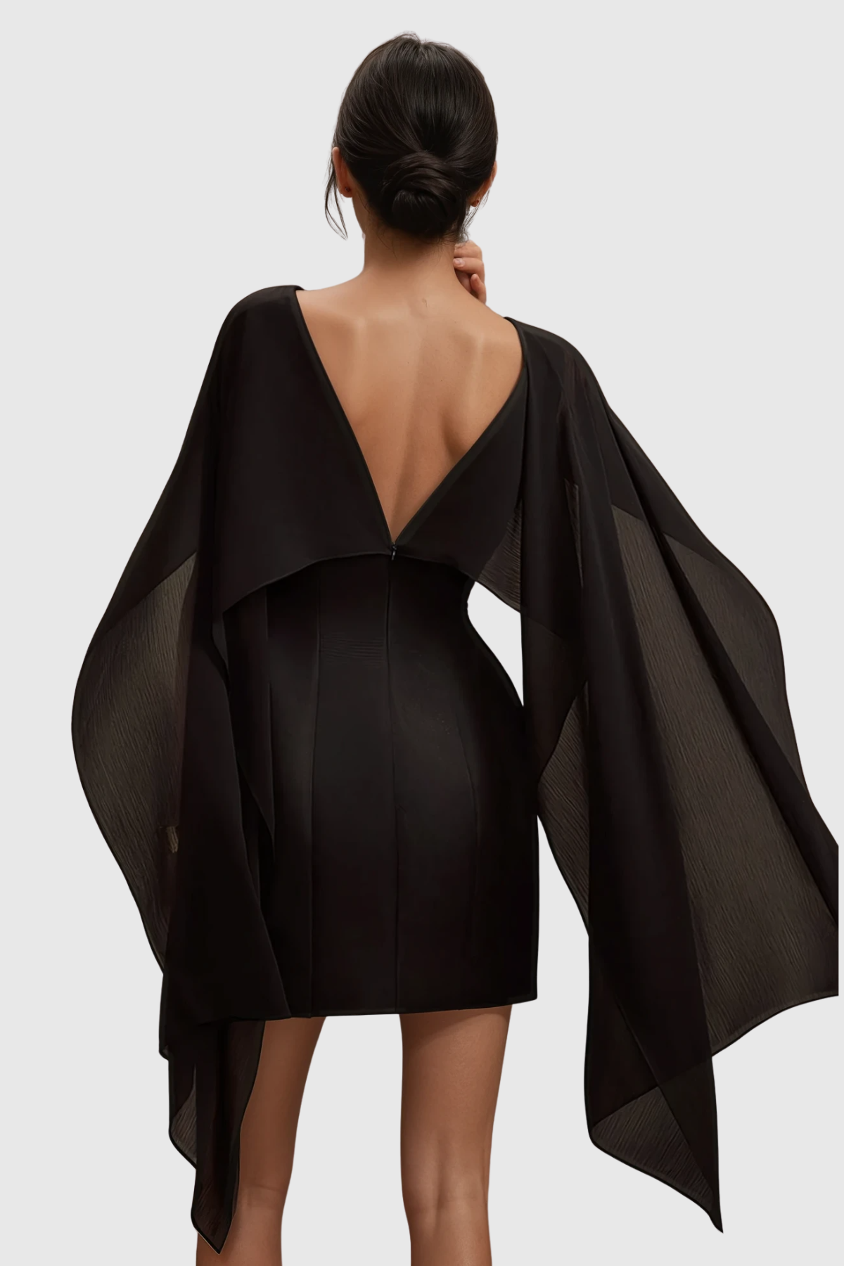 Raoul Floral Appliqué Shawl Mini Dress - Black
