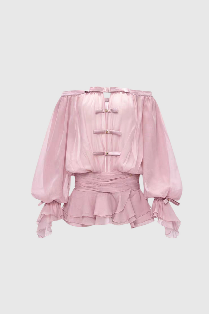 Stylish pink dress | Raylene Off Shoulder Bow Ruffle Mini Dress - Pink - Ideal for special occasions
