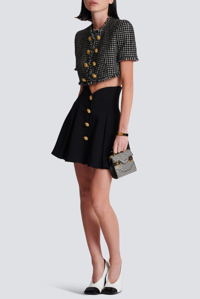 Stylish beautiful mini | Rayne Gold Buttoned Mini Skirt - Ideal for special occasions