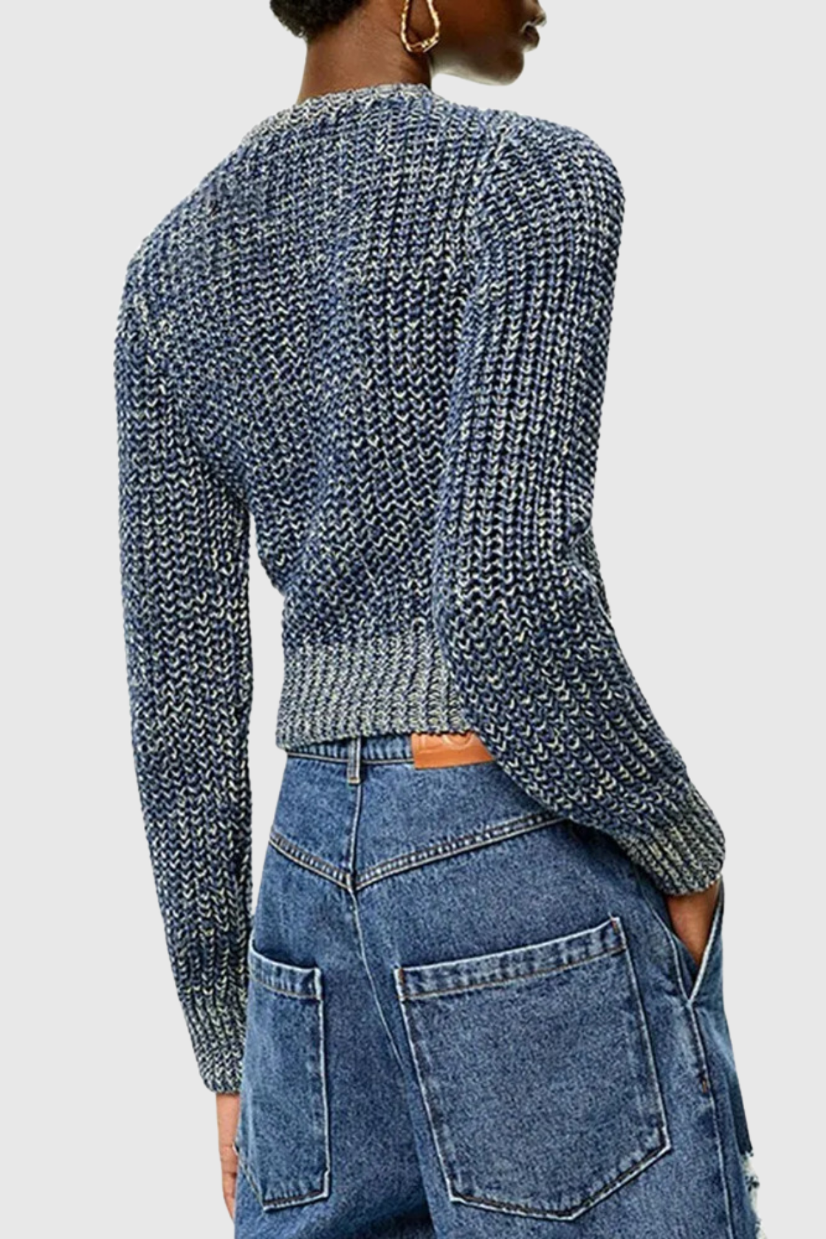 Reeda Chain Embellished Distressed Sweater