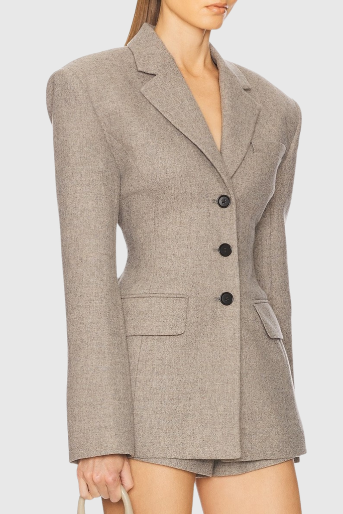 Shop  beige dress - Perfect for special occasions | heloise Tweed Curve Blazer - Beige