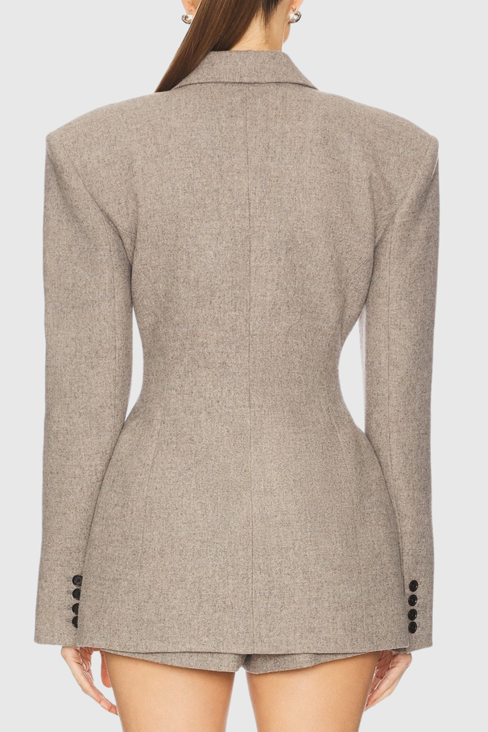 Stylish beige dress | heloise Tweed Curve Blazer - Beige - Ideal for special occasions