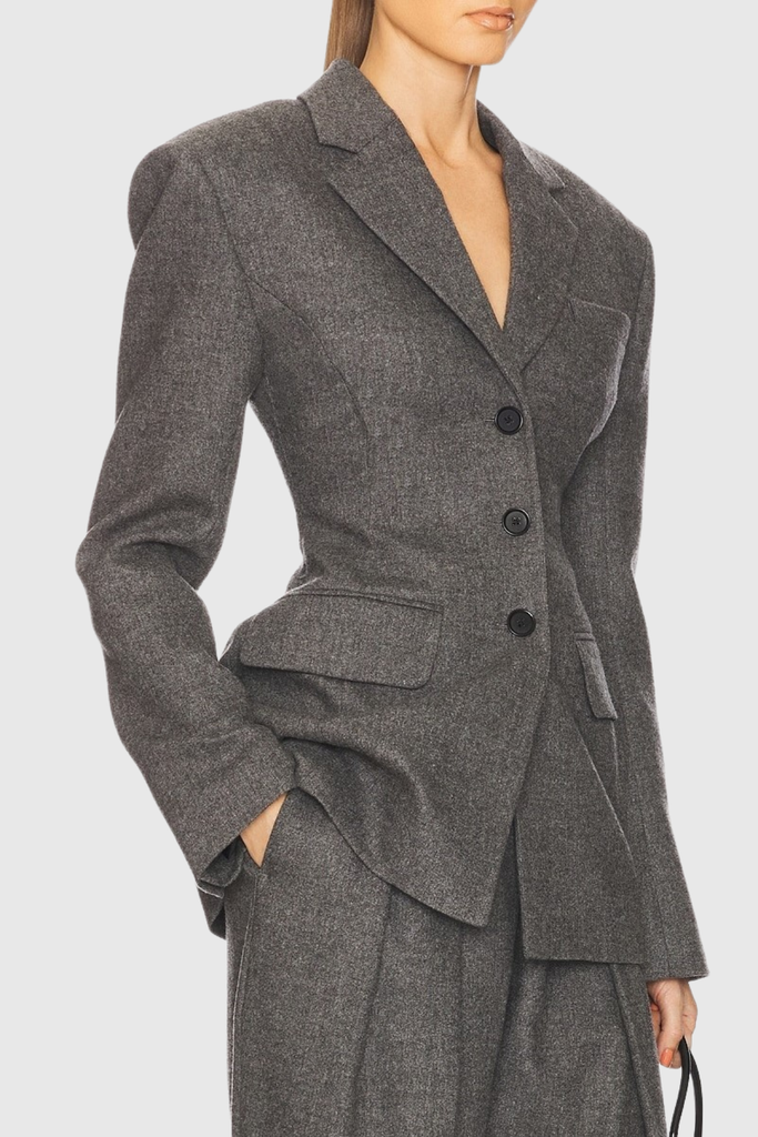 Shop  beautiful dress - Perfect for special occasions | hulda Tweed Curve Blazer - Grey