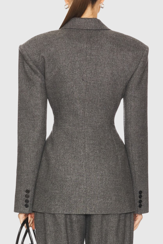 Stylish beautiful dress | hulda Tweed Curve Blazer - Grey - Ideal for special occasions