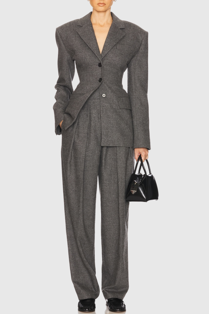 hulda Tweed Curve Blazer - Grey - Stylish beautiful dress for special occasions | Buy Online