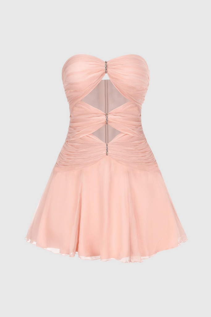 Rerynne Strapless Cutout Mini Dress - Pink - Stylish pink dress for special occasions | Buy Online