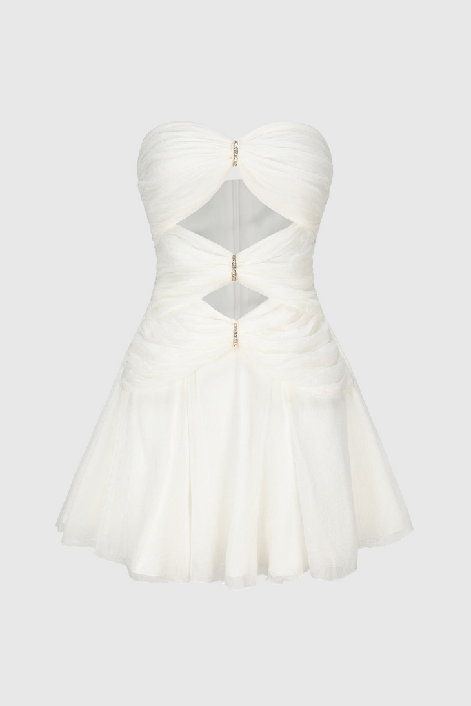 Stylish white dress | Rerynne Strapless Cutout Mini Dress - White - Ideal for special occasions
