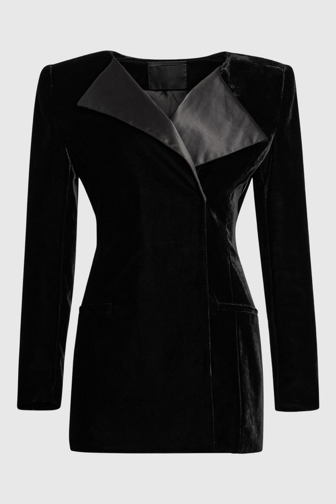Shop  black dress - Perfect for special occasions | Dallas Velvet Mini Blazer Dress  - black