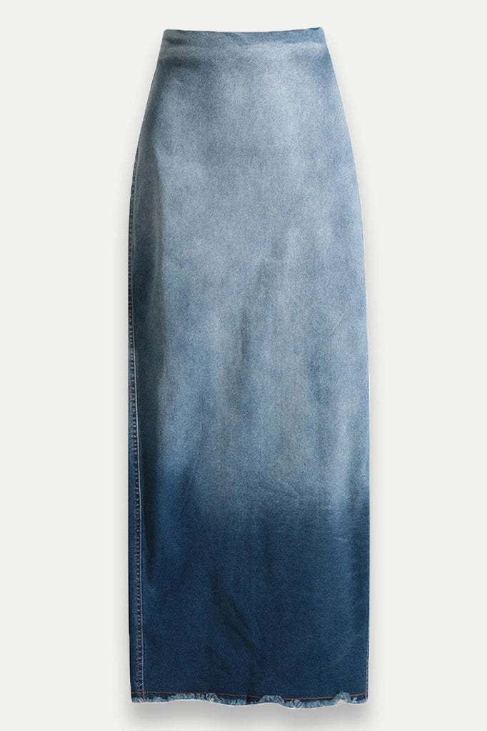 Stylish beautiful maxi | Reya Ombre Maxi Denim Skirt - Ideal for special occasions