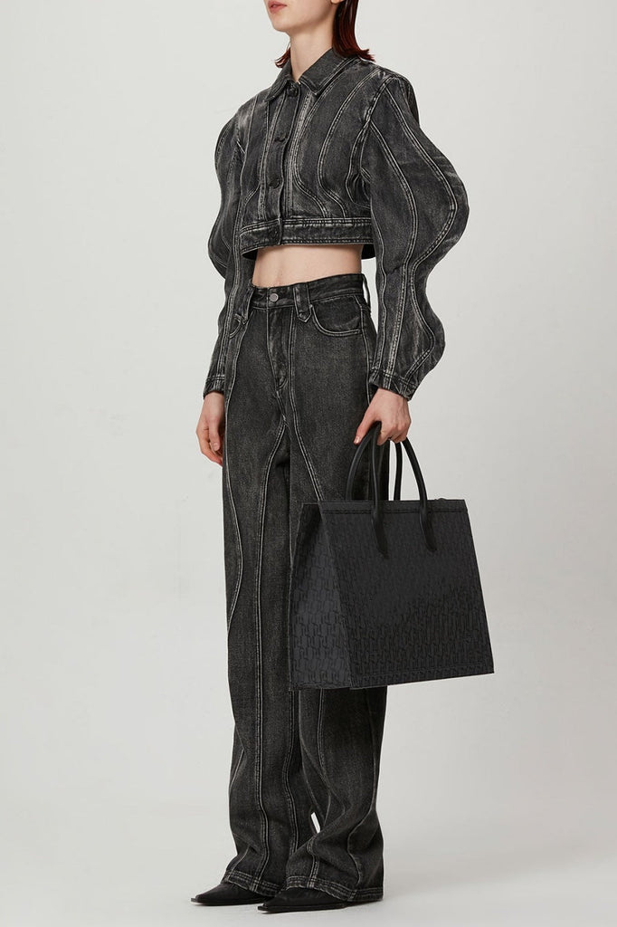 Shop  beautiful dress - Perfect for special occasions | Rhea 3D Wave Deconstruction Denim Jacket