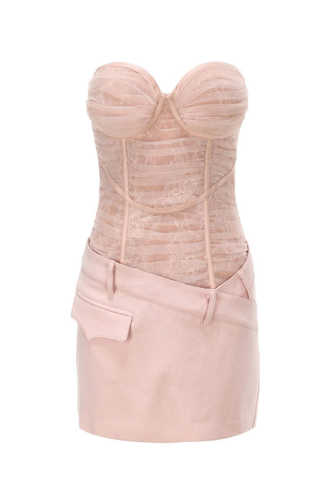 Stylish pink dress | Rolyn Ruched Mesh Strapless Mini Dress - Pink - Ideal for special occasions