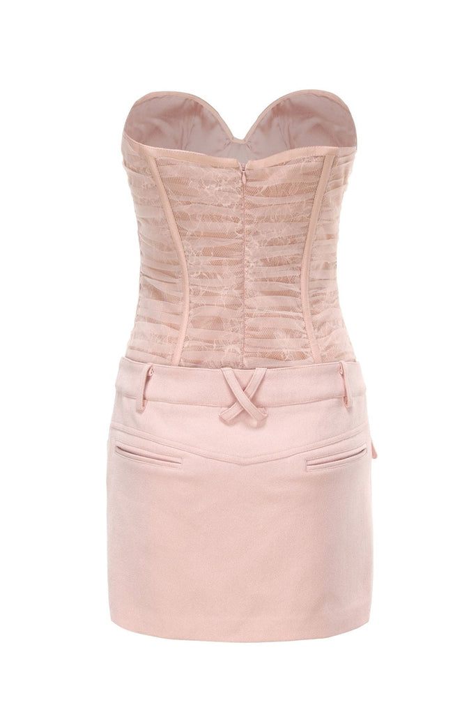 Shop  pink dress - Perfect for special occasions | Rolyn Ruched Mesh Strapless Mini Dress - Pink