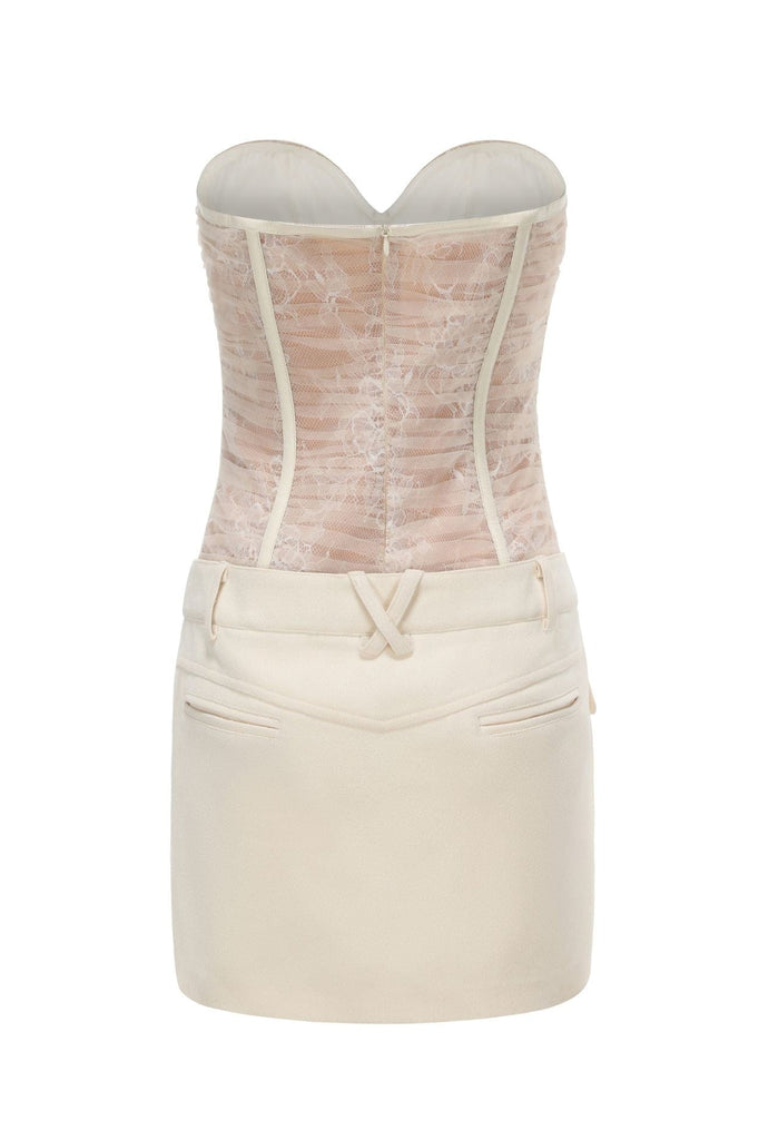 Stylish white dress | Rolyn Ruched Mesh Strapless Mini Dress - White - Ideal for special occasions