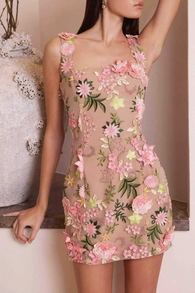 Rudima Floral Appliqué Mini Dress - Stylish beautiful dress for special occasions | Buy Online