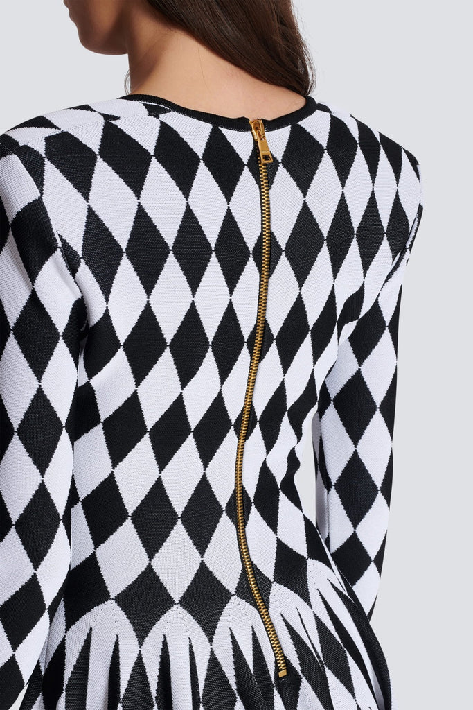 Shop  red dress - Perfect for special occasions | Abiga Diamond Jacquard Flared Knit Mini Dress