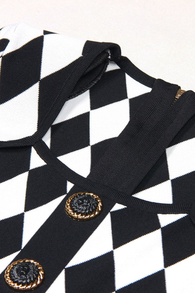 Shop  red dress - Perfect for special occasions | Abiga Diamond Jacquard Flared Knit Mini Dress