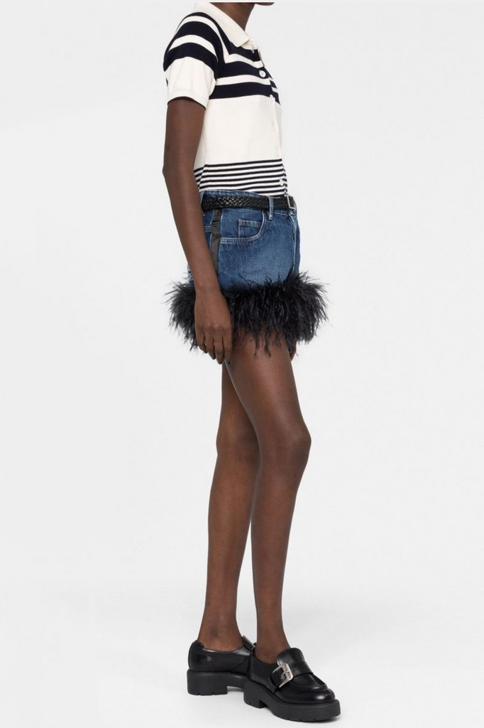 Stylish beautiful dress | Ruth Feather Denim Skirt - Ideal for special occasions