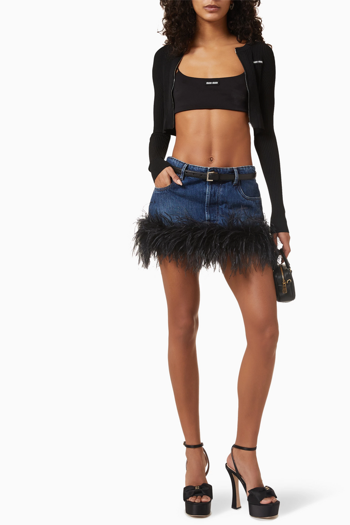 Ruth Feather Denim Skirt - Stylish beautiful dress for special occasions | Buy Online