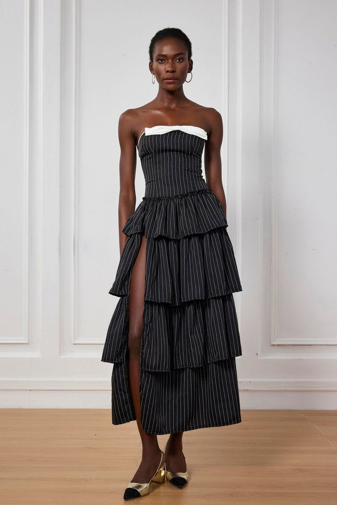 Stylish beautiful dress | Ruthie Stripe Off Shoulder Ruch Maxi Dress - Ideal for special occasions