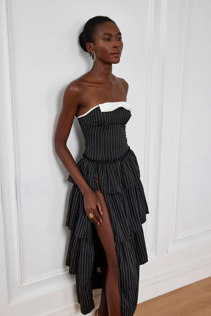 Ruthie Stripe Off Shoulder Ruch Maxi Dress - Stylish beautiful dress for special occasions | Buy Online