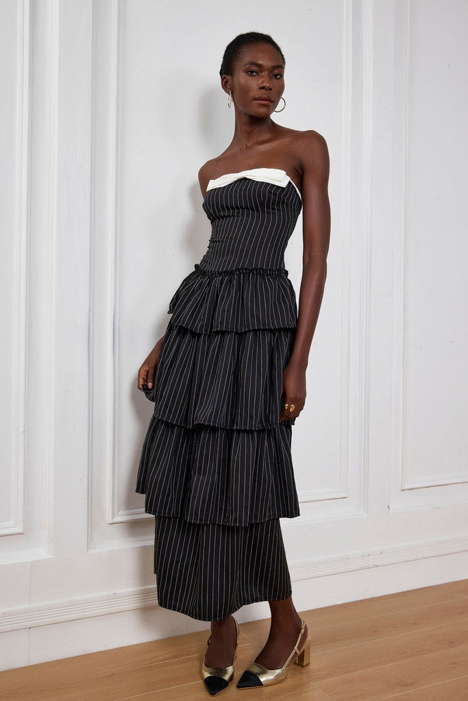 Ruthie Stripe Off Shoulder Ruch Maxi Dress - Stylish beautiful dress for special occasions | Buy Online