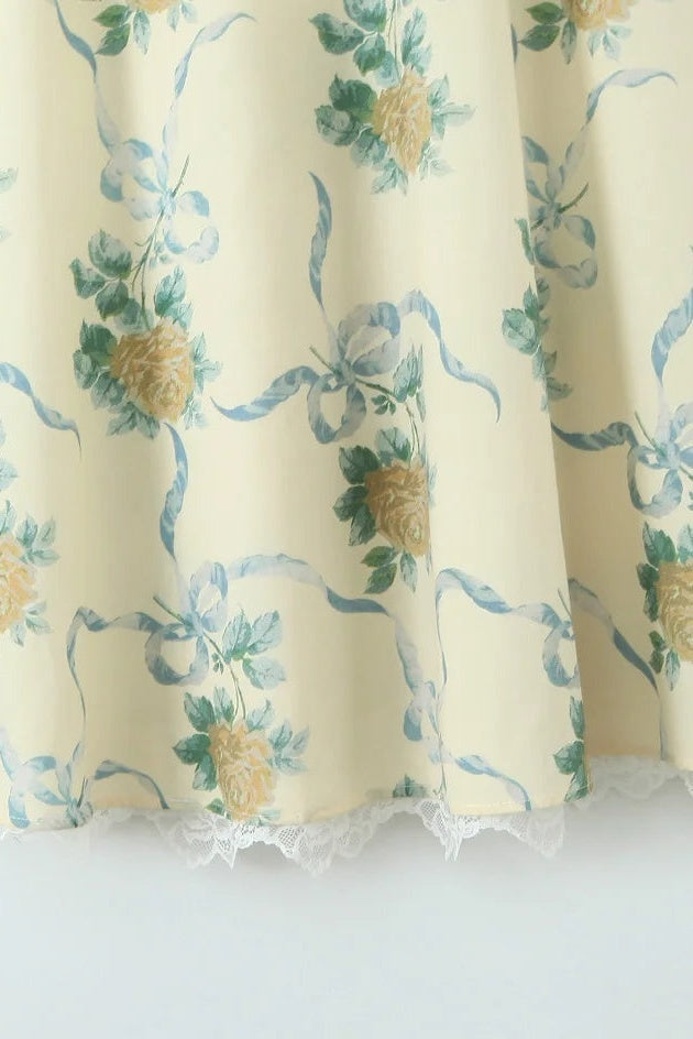 Shop  yellow dress - Perfect for special occasions | daphne Floral Print Sweetheart Midi Dress in yellow