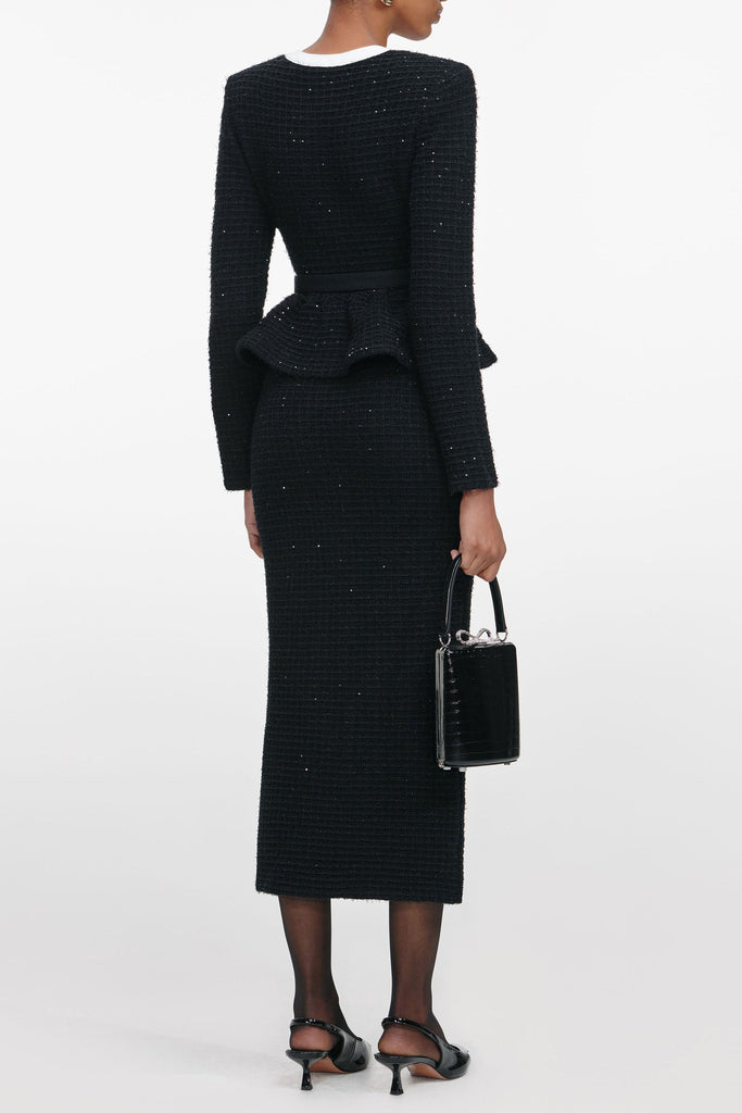 Shop  red dress - Perfect for special occasions | Roxanne Black Floral Textured Knit Midi Dress