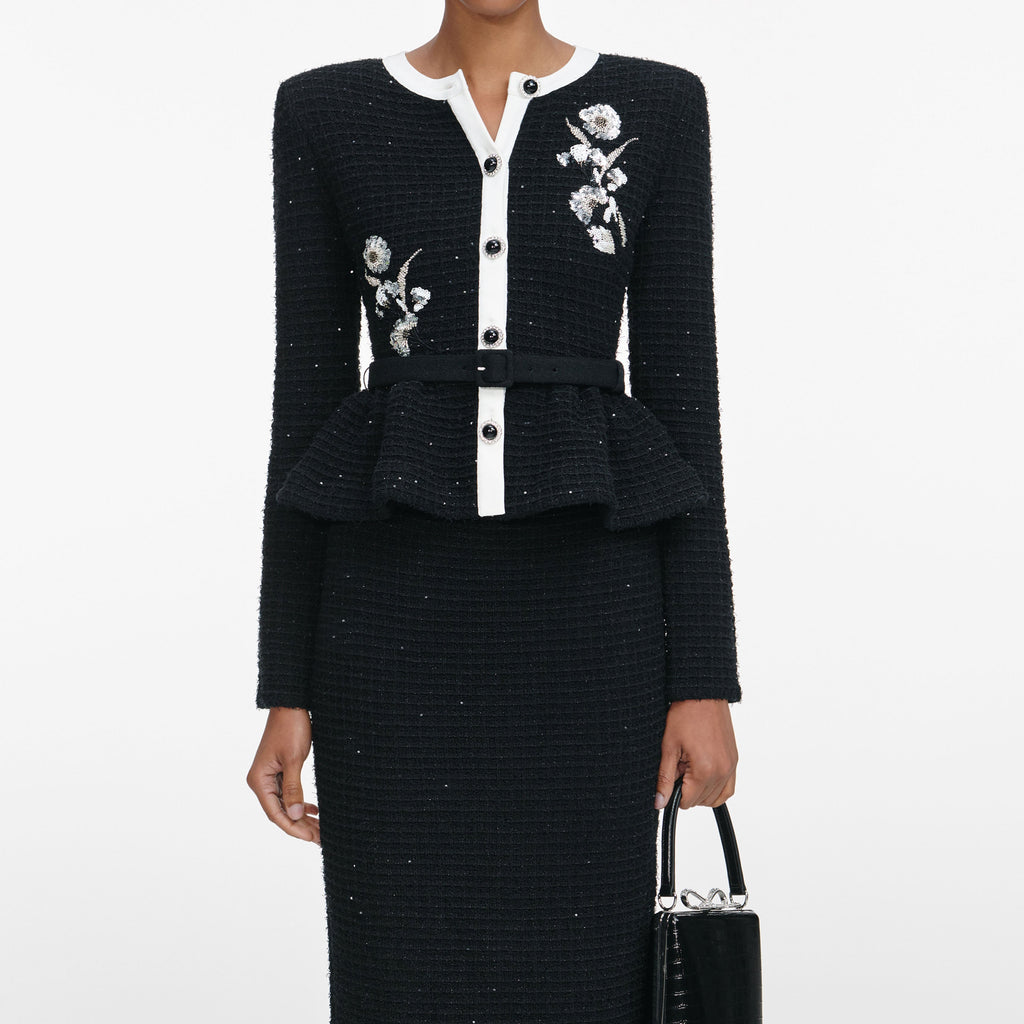 Shop  red dress - Perfect for special occasions | Roxanne Black Floral Textured Knit Midi Dress