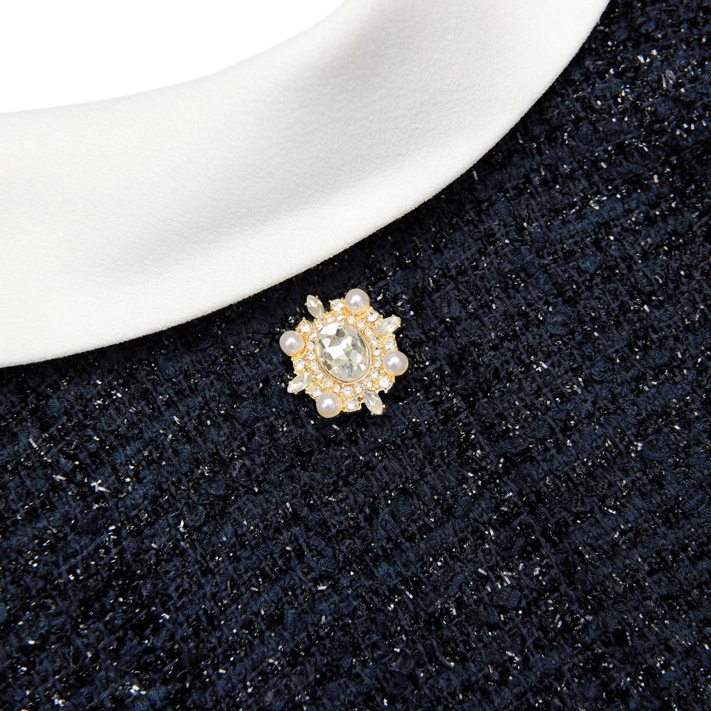 Gabriella Navy Boucle Long Sleeve Mini Dress - Stylish beautiful dress for special occasions | Buy Online