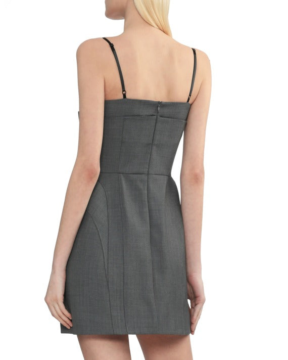 Stylish beautiful dress | marjorie bow-embellished mini dress in grey - Ideal for special occasions