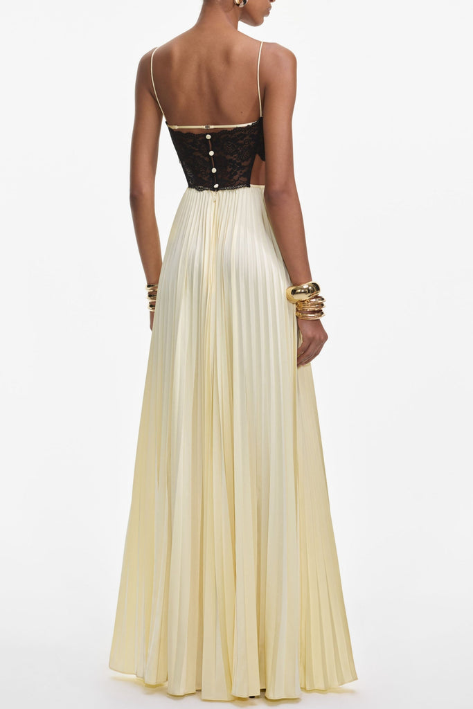 Shop  yellow dress - Perfect for special occasions | josephine Yellow Satin Lace Maxi Dress
